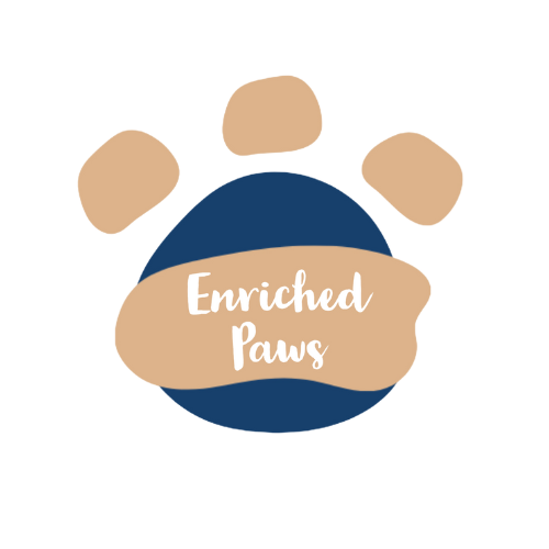 Enriched Paws Logo with paw print and writing 